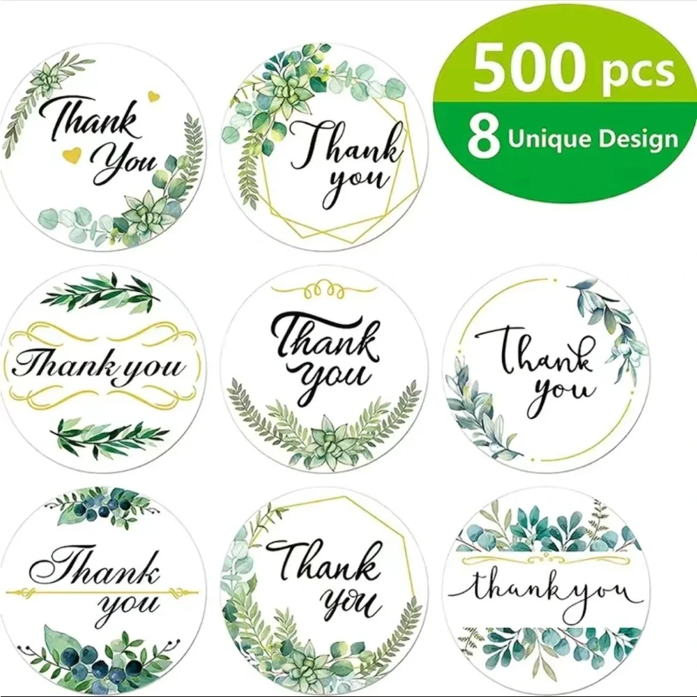 500 1” Roll Laurel Thank You Stickers PRICE IS FIRM